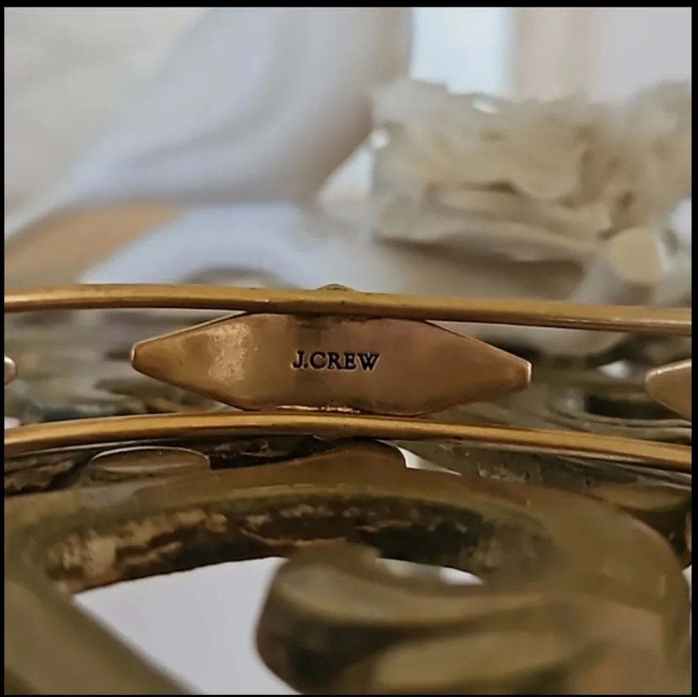 J. Crew Gold-Tone Clear Crystal Cut Stone Fashion Cuff Bracelet